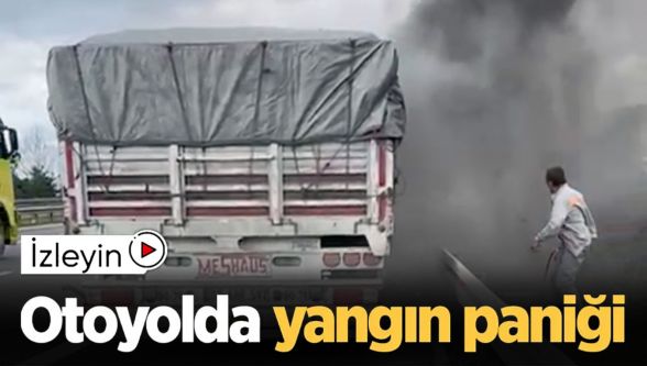 Bolu Dağı mevkiinde alev alev yanan TIR paniğe neden oldu