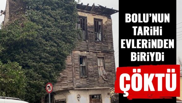Bolu'da Osmanlı dönemine ait metruk bina çöktü: Park halindeki otomobil hasar aldı