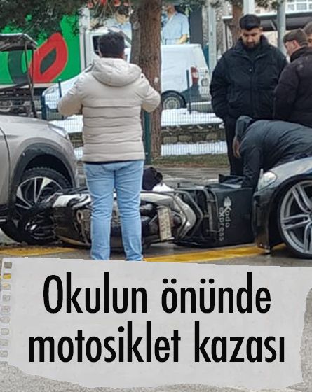 Bolu'da okul önünde korkutan kaza: motosiklet sürücüsü sürüklendi