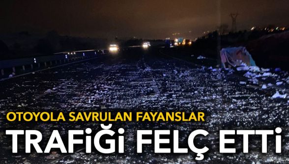 Anadolu Otoyolu'nda dorseden düşen fayanslar trafiği durdurdu