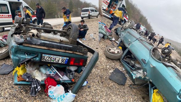 Bolu'da otomobil takla attı: 4 kişi yaralandı