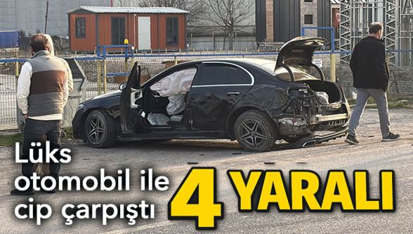 Bolu'da D-100'de lüks otomobil ile cip çarpıştı: 4 yaralı