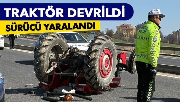 Bolu'da elektrik direği yüklü traktör devrildi: 1 yaralı