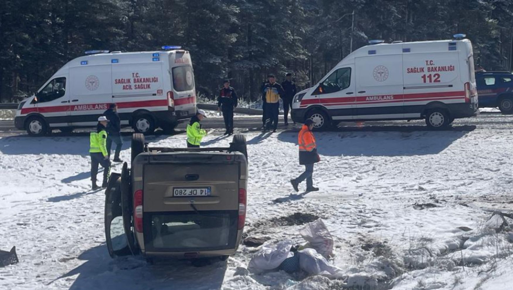 Seben yolunda kaza: Araç takla attı, 3 yaralı