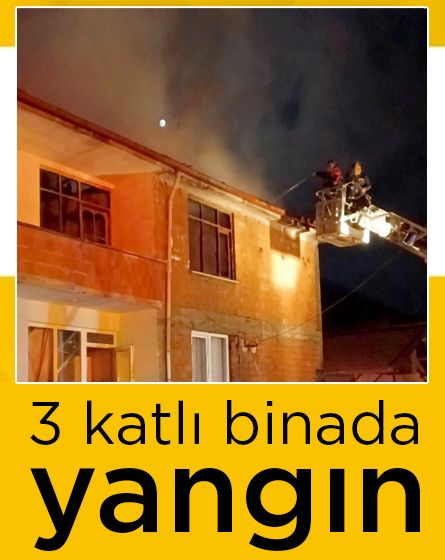 3 katlı binada yangın: Üst kat küle döndü