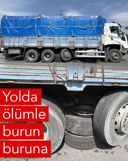 Tırın lastiği koptu, yola savruldu: Kamyon çarptı