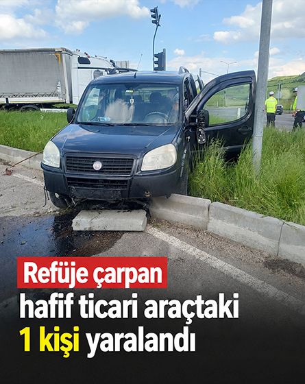 Yeniçağa'da refüje çarpan araçtaki kadın yaralandı