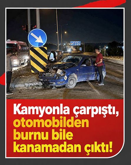 Kırmızı ışıkta dönüş kazayla bitti! Kamyonla çarpıştı