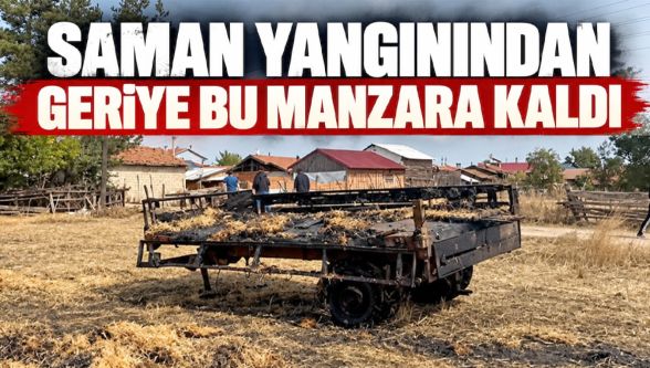 Dörtdivan'da saman balyaları alevlere teslim oldu: Traktör ve römork yandı