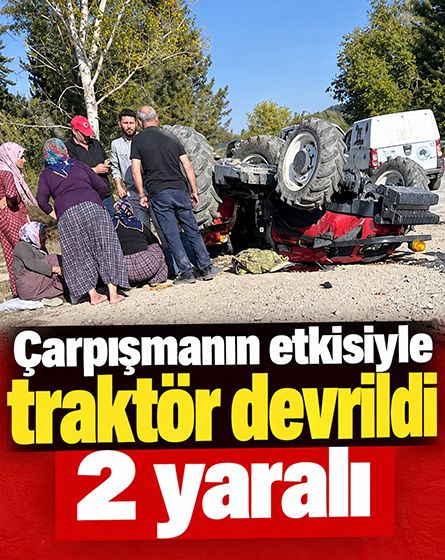 Göynük'te traktör ile ticari araç çarpıştı: 2 yaralı